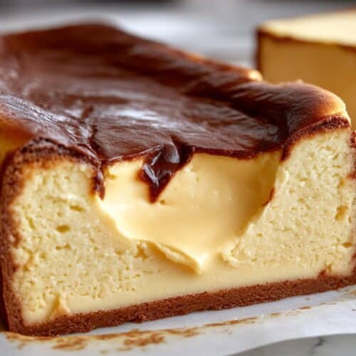 Burnt Basque Cheesecake in a Loaf Pan recipe card