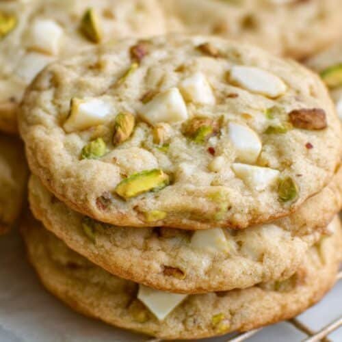 White Chocolate Pistachio Cookies recipe card