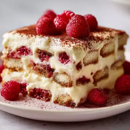 White Chocolate Raspberry Tiramisu recipe card