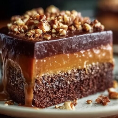 Chocolate Caramel Toffee Crunch Cake recipe card