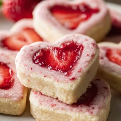 Strawberry Shortbread Cookies recipe card