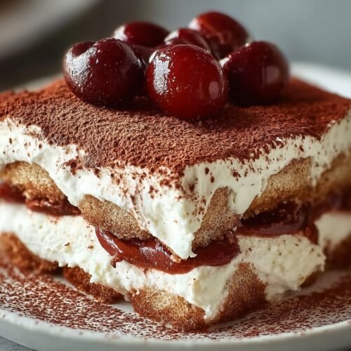 Cherry Almond Extract Tiramisu recipe card