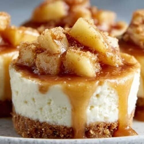 Mini Caramel Apple Cheesecake Bites recipe card