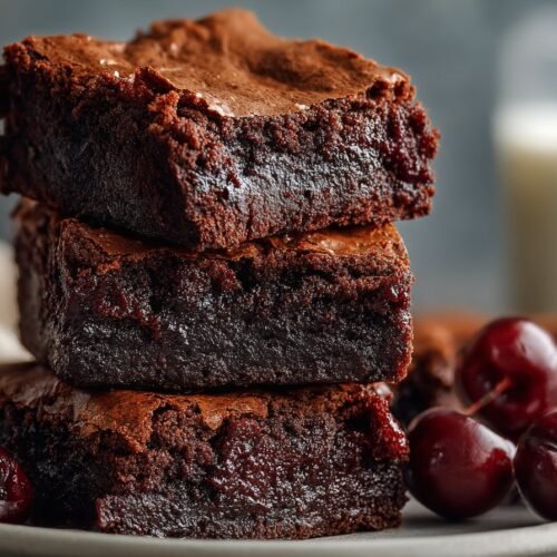 Roasted Chocolate Cherry Brownies recipe card