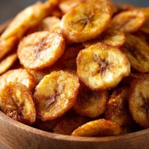 Cinnamon-Sugar Air Fryer Banana Chips recipe card