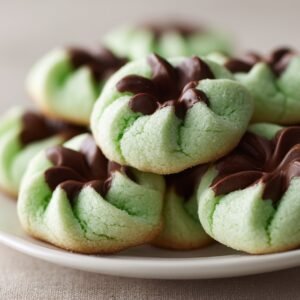 Mint Chocolate Kiss Blossom Cookies recipe card