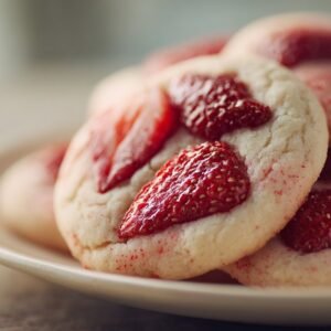 Strawberry Sugar Cookies recipe card