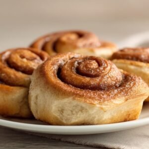 Banana Bread Cinnamon Rolls with Cream Cheese Frosting recipe card