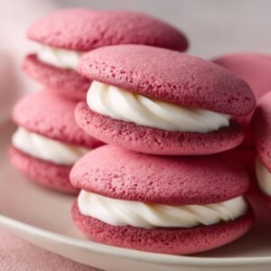 Pink Velvet Whoopie Pies recipe card