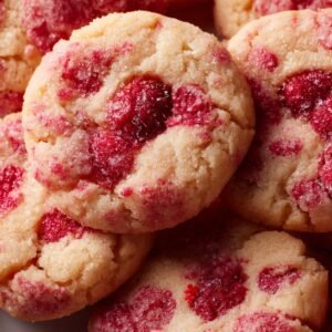 Raspberry Lemon Chewy Butter Cookies recipe card