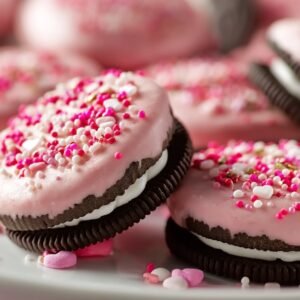 Oreo Valentines Pink Candy Wafers Delight recipe card