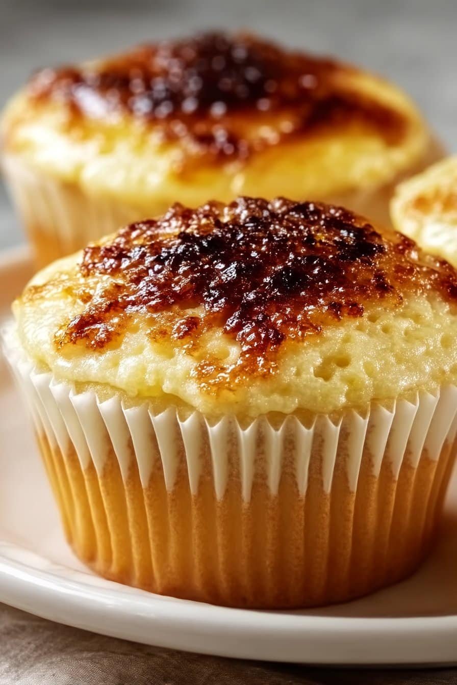 Smoky Vanilla Bean Crème Brûlée Cupcakes serving