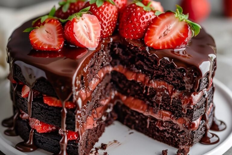 Indulgent Strawberry Chocolate Shell Cake That Wows Every Time featured