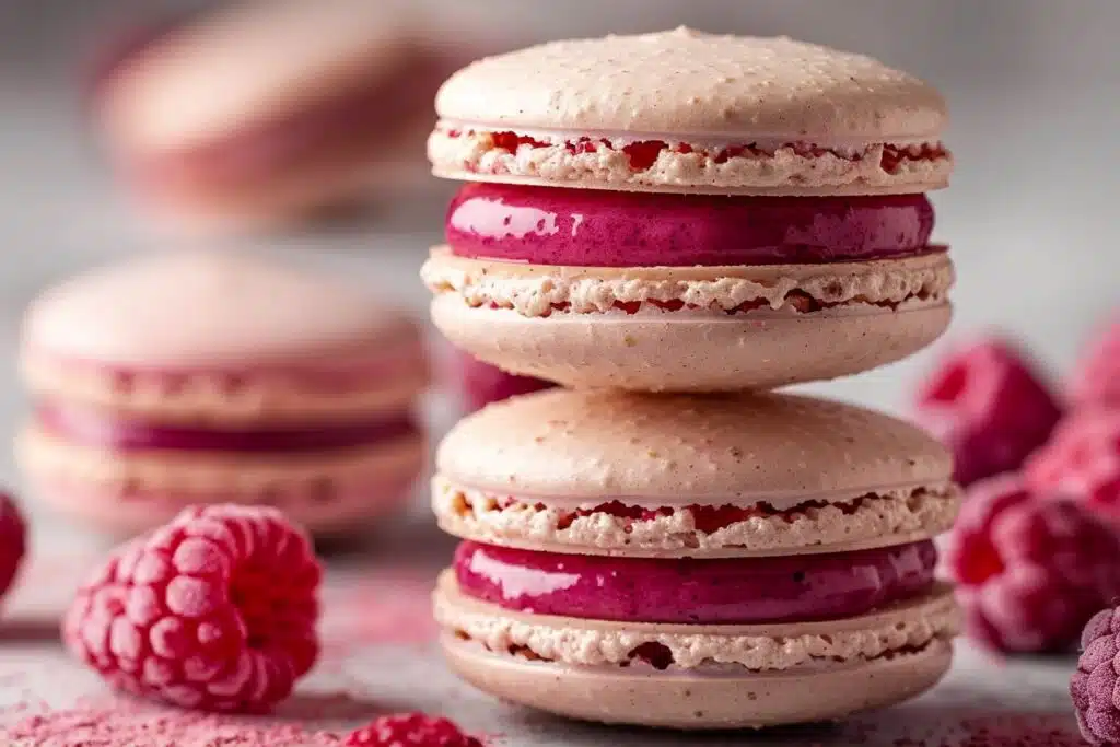 Raspberry Macarons featured