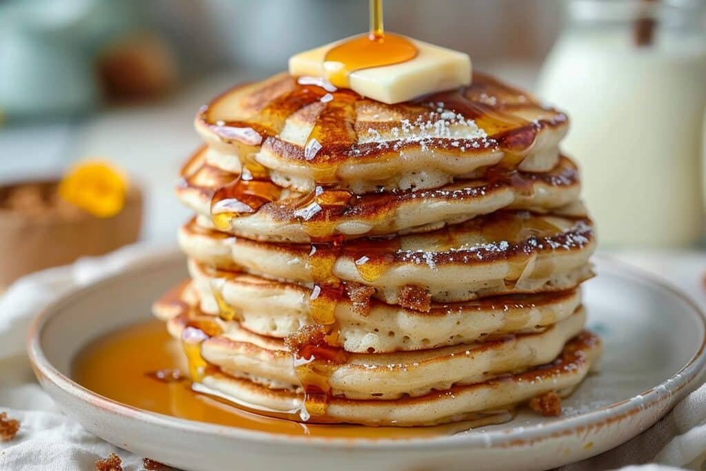 Mouthwatering Cinnamon Roll Cottage Cheese Pancakes featured