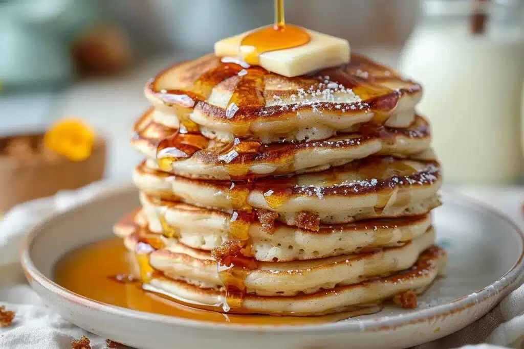 Mouthwatering Cinnamon Roll Cottage Cheese Pancakes featured