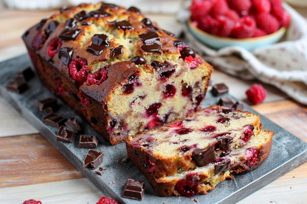 Raspberry Dark Chocolate Banana Bread featured