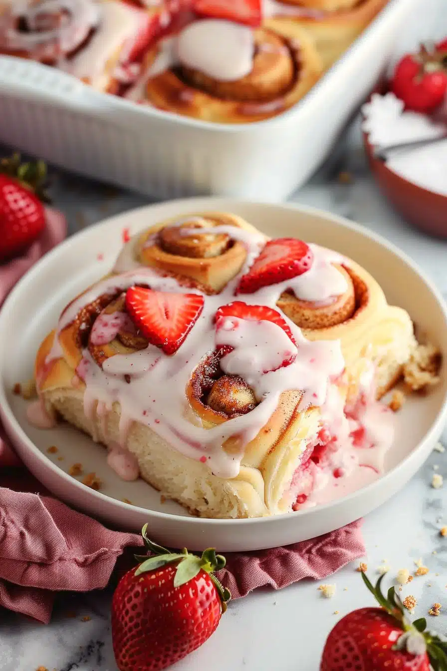 Strawberry Cinnamon Rolls serving image