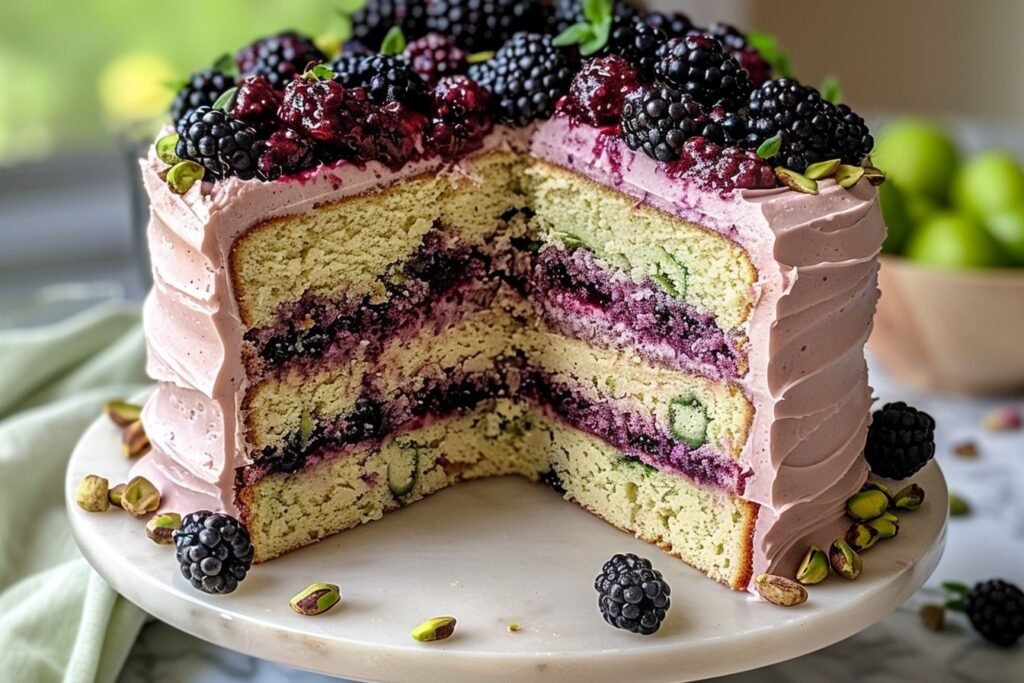 Pistachio and Blackberry Olive Oil Cake for a Flavorful Treat featured image