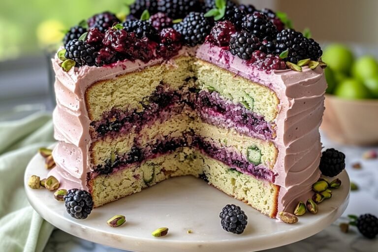Pistachio and Blackberry Olive Oil Cake for a Flavorful Treat featured image