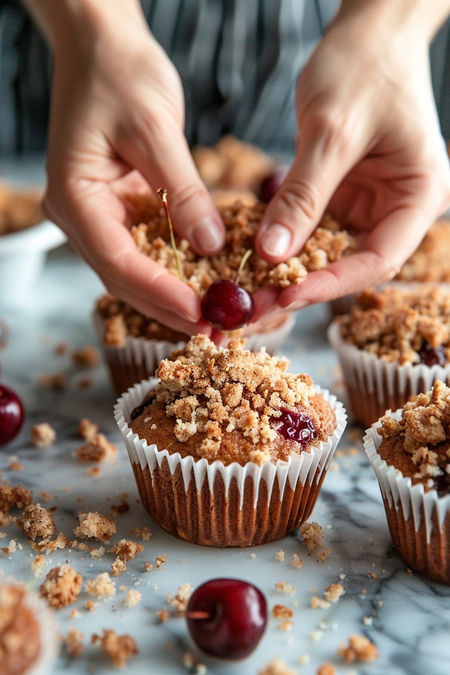 Cherry Cobbler Muffins Delightful process image