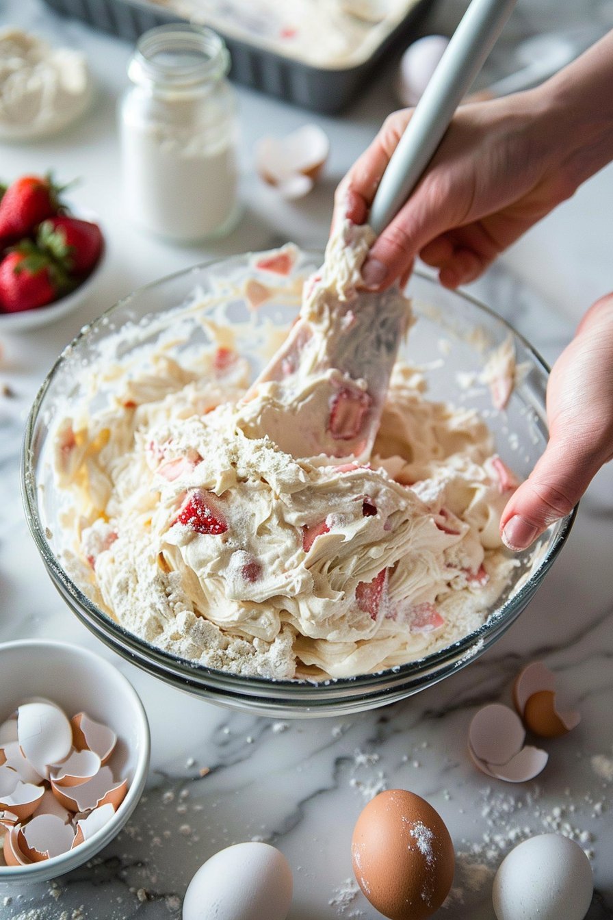 Amazing Homemade Strawberry Italian Cream Pound Cake process image