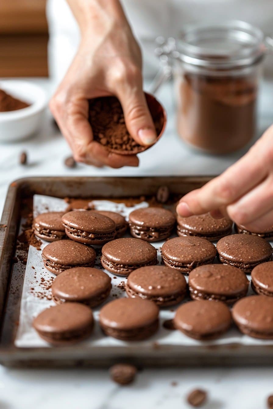 Mocha Caramel Macarons process image
