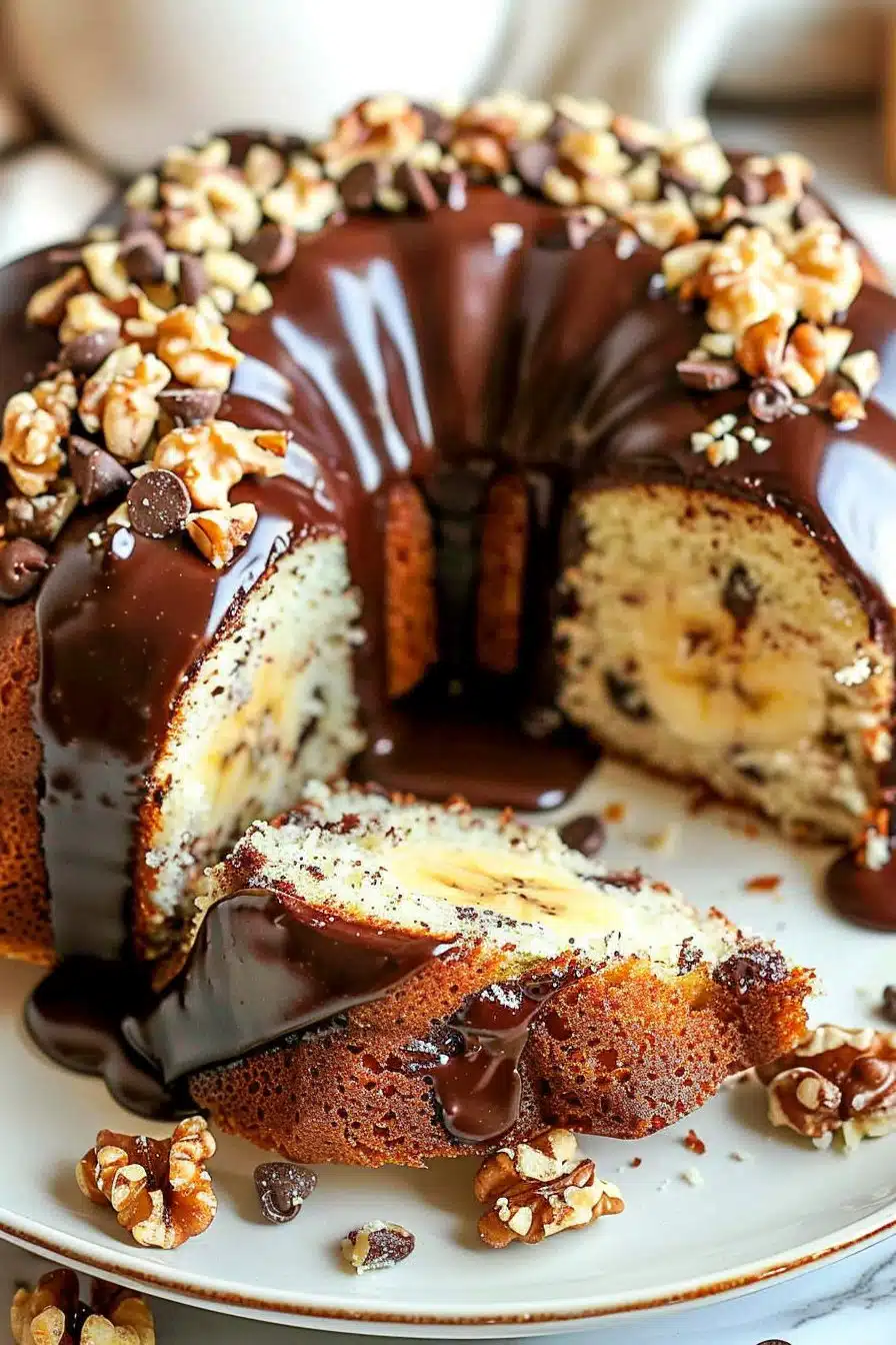 Chunky Monkey Banana Cake serving