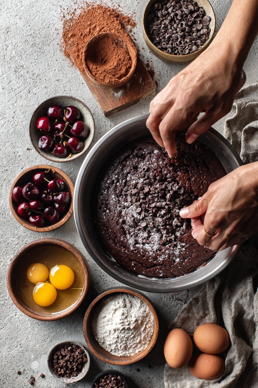 Roasted Chocolate Cherry Brownies instructions process