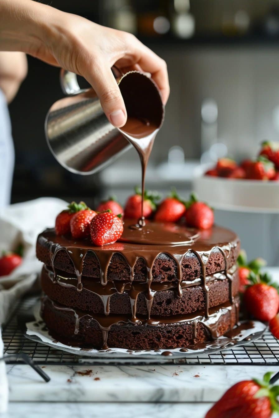 Indulgent Strawberry Chocolate Shell Cake That Wows Every Time instructions process