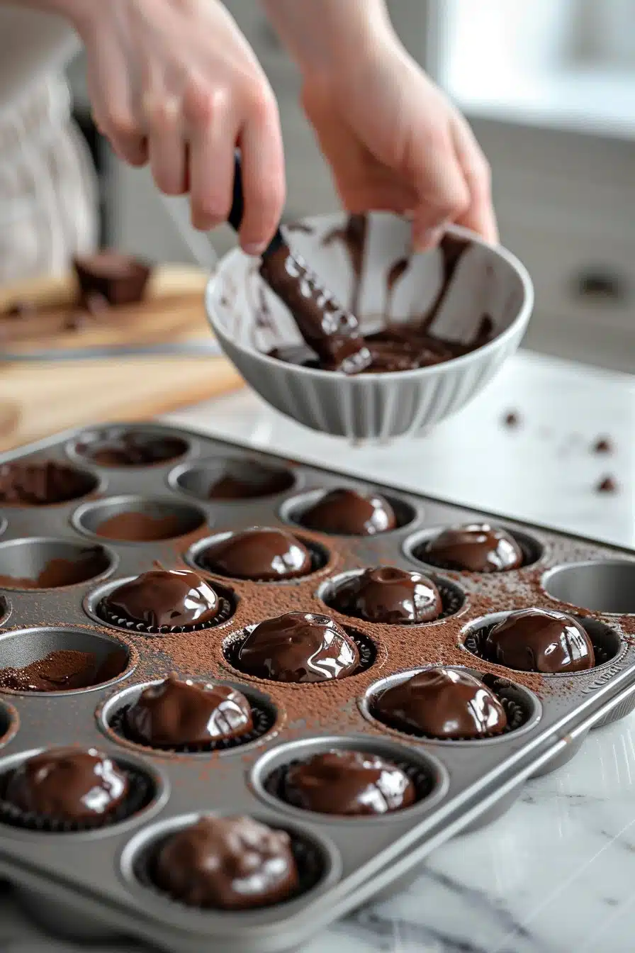 Chocolate Lava Brownie Bites - Vigome instructions process