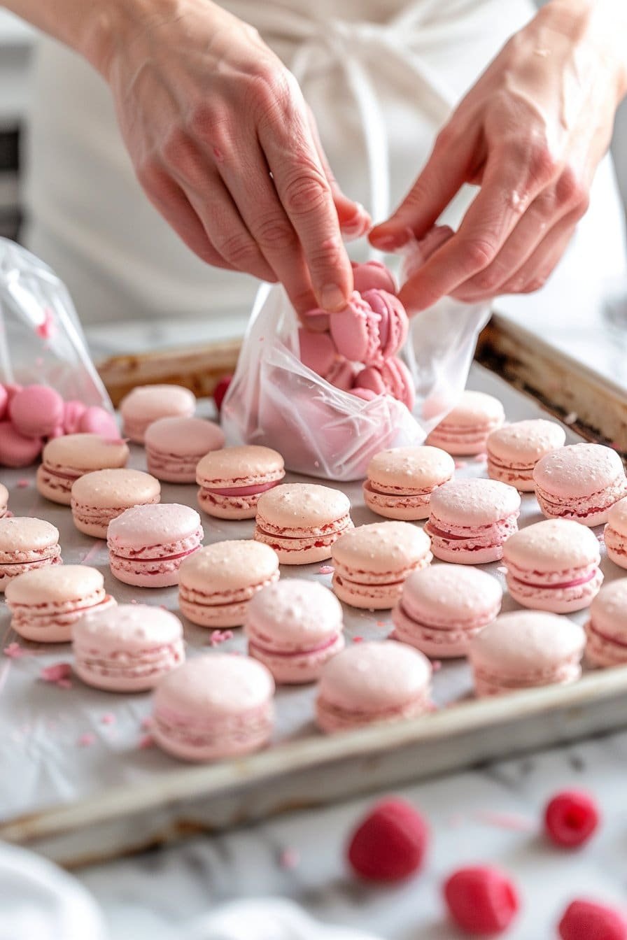 Raspberry Macarons instructions process