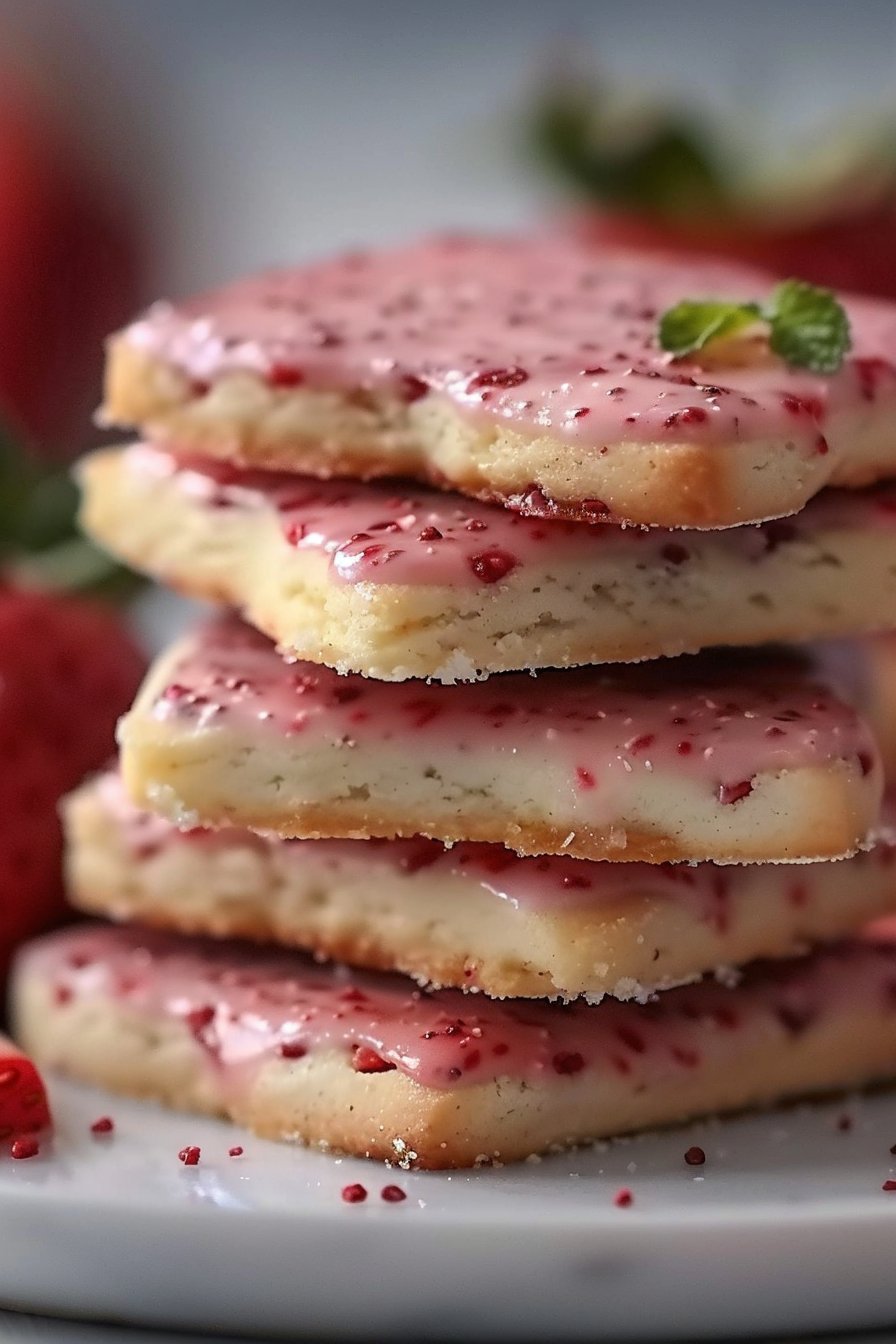 Strawberry Shortbread Cookies serving