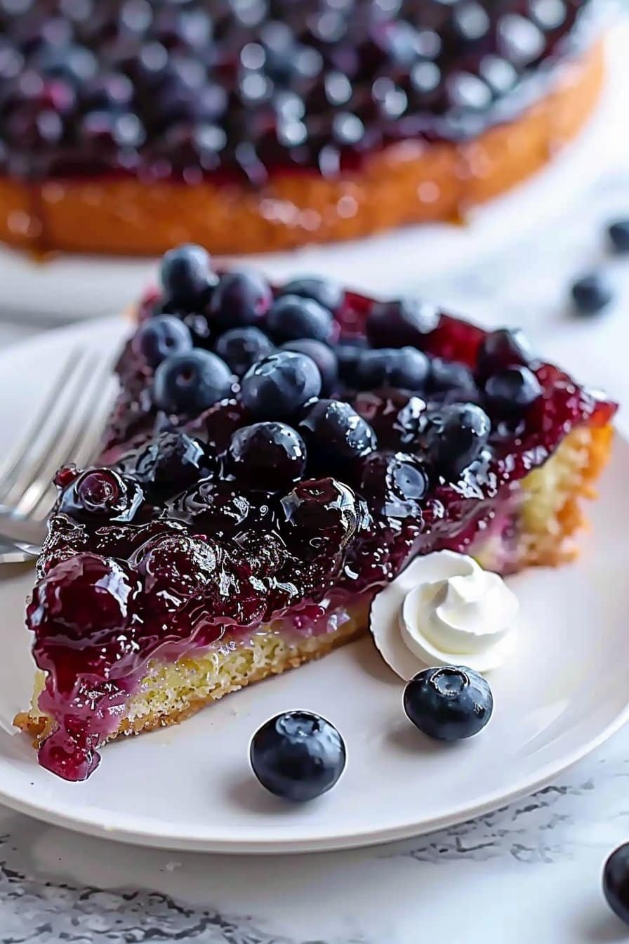Best Homemade Blueberry Upside Down Cake serving