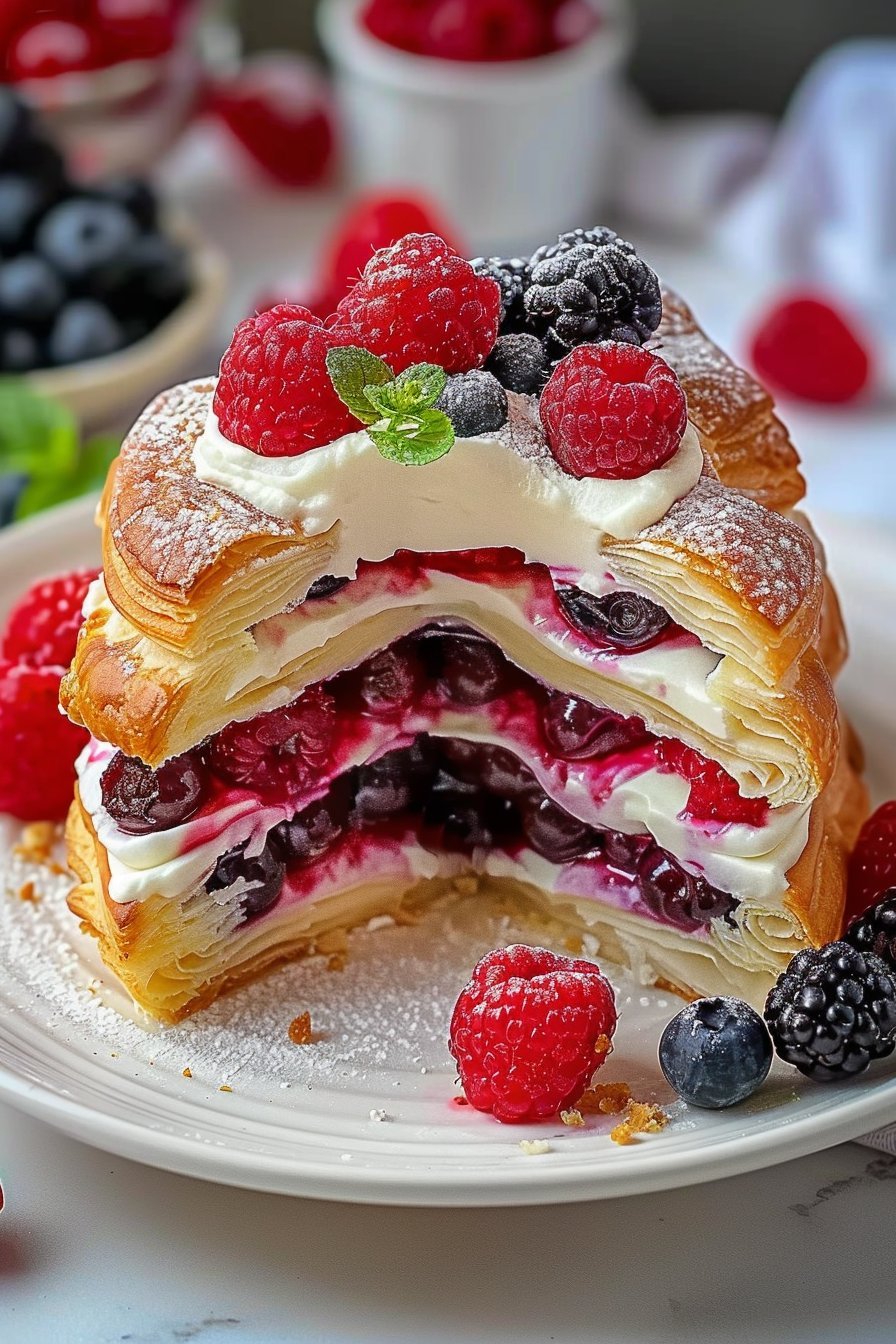 Exquisite Berry Cream Pastry Cake: Indulgent Bliss Awaits You serving