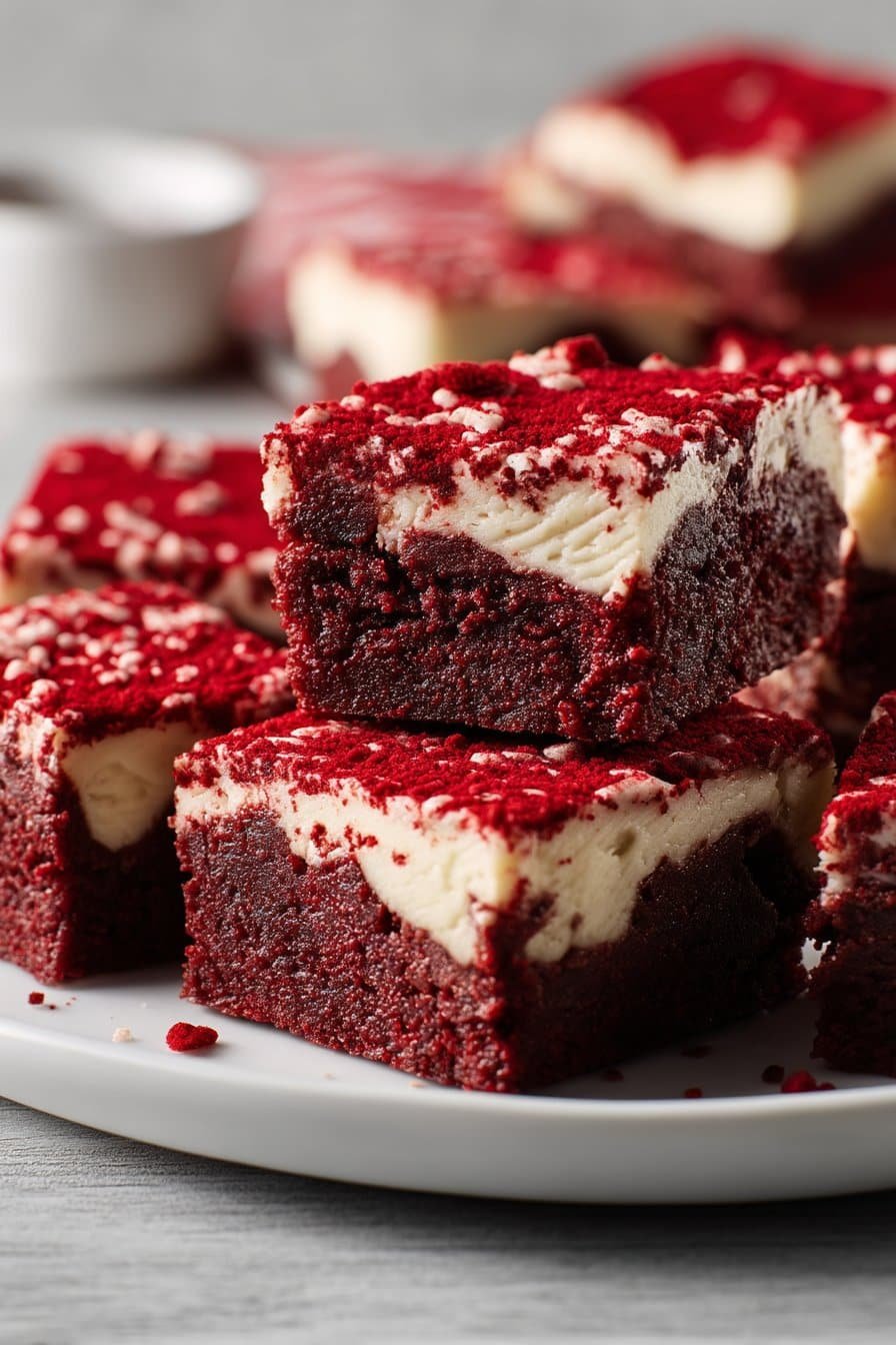 Red Velvet Brownies serving