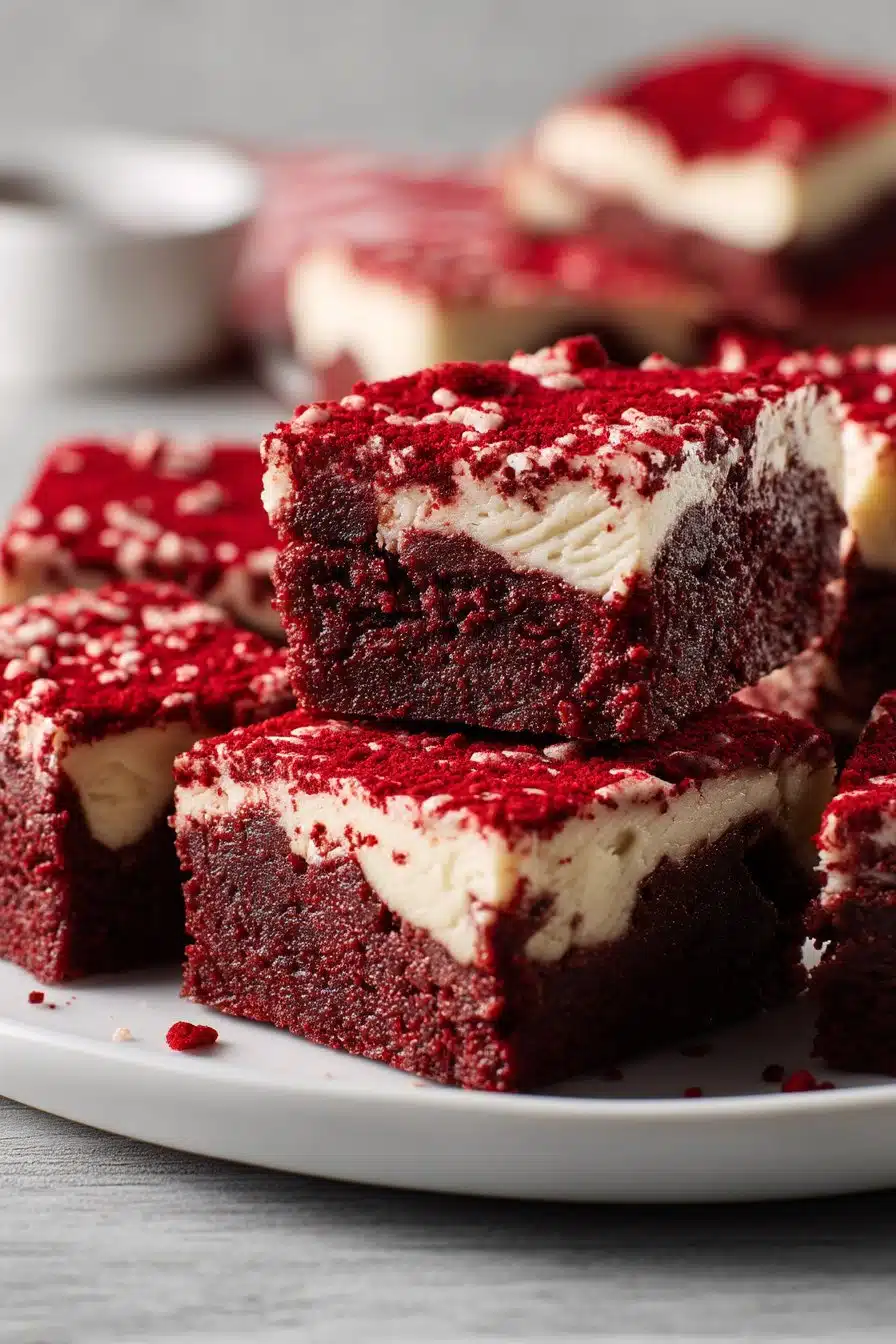 Red Velvet Brownies serving