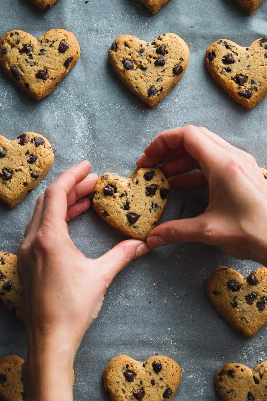 Heart Shaped Chocolate Chip Cookies process image