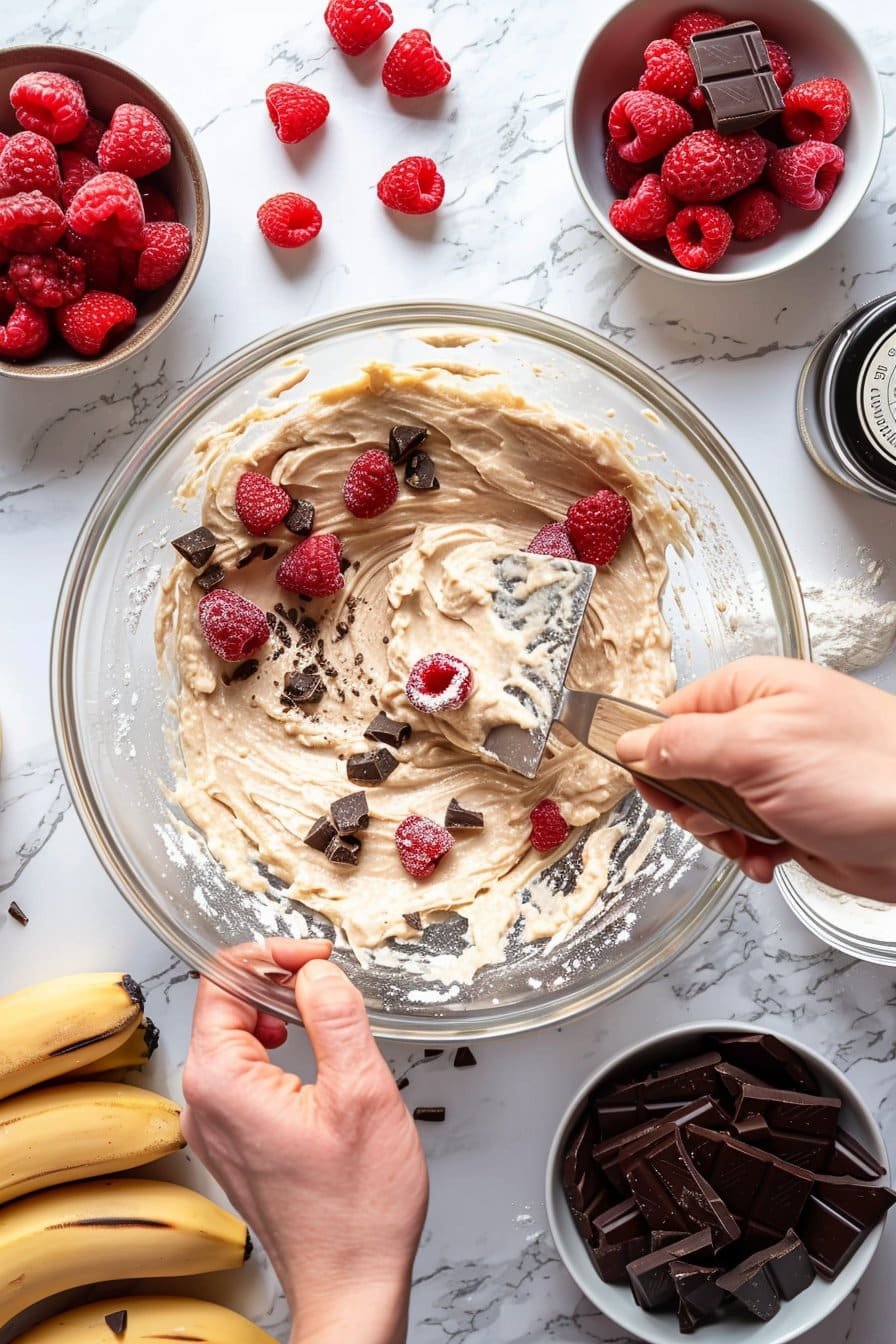 Raspberry Dark Chocolate Banana Bread process image