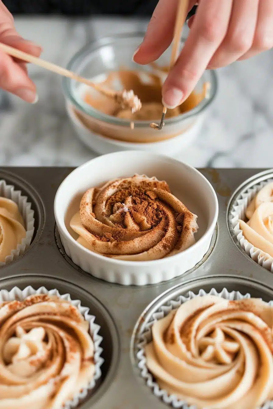 Cinnamon Roll Cupcakes process image