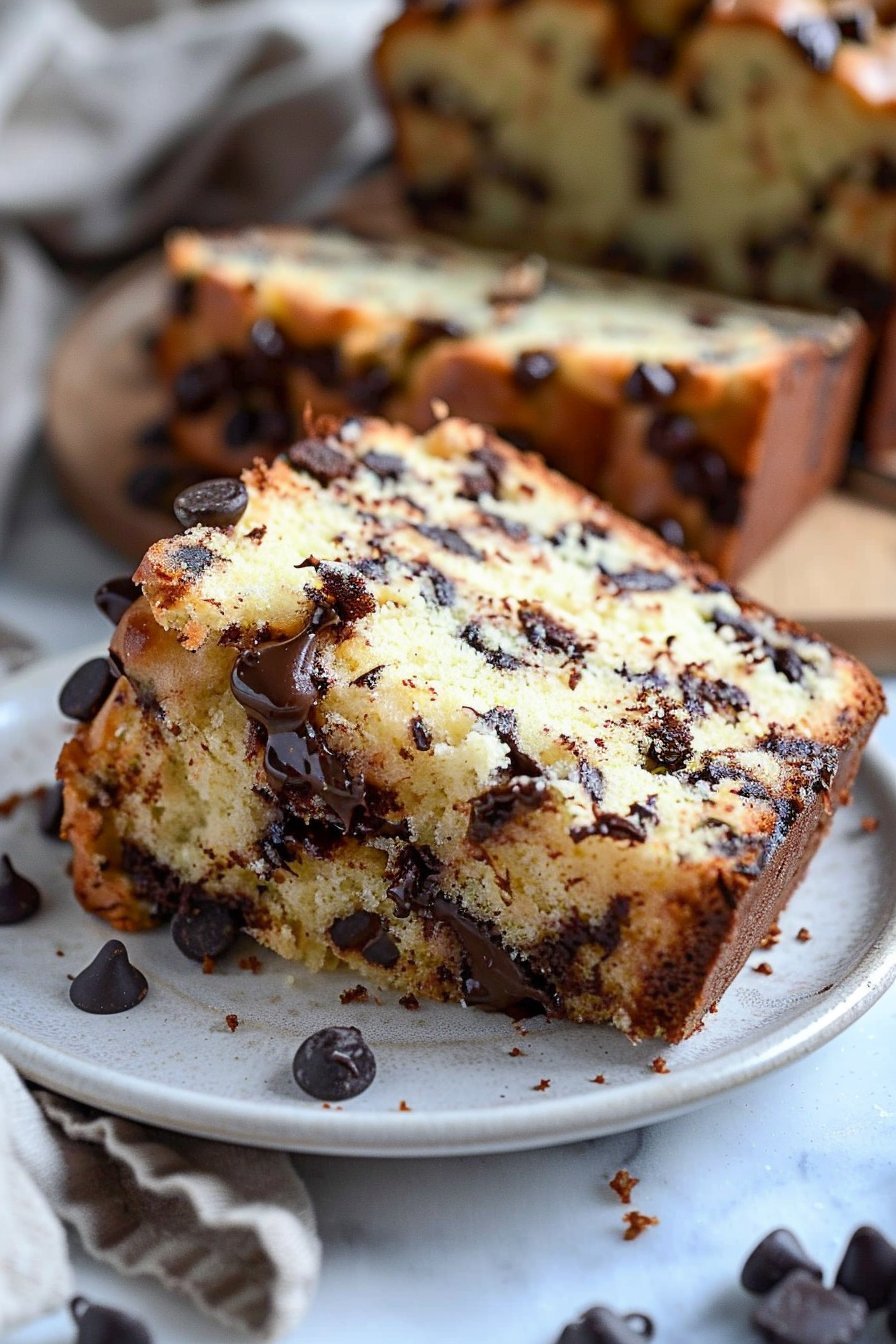 Chocolate Chip Loaf Cake serving image