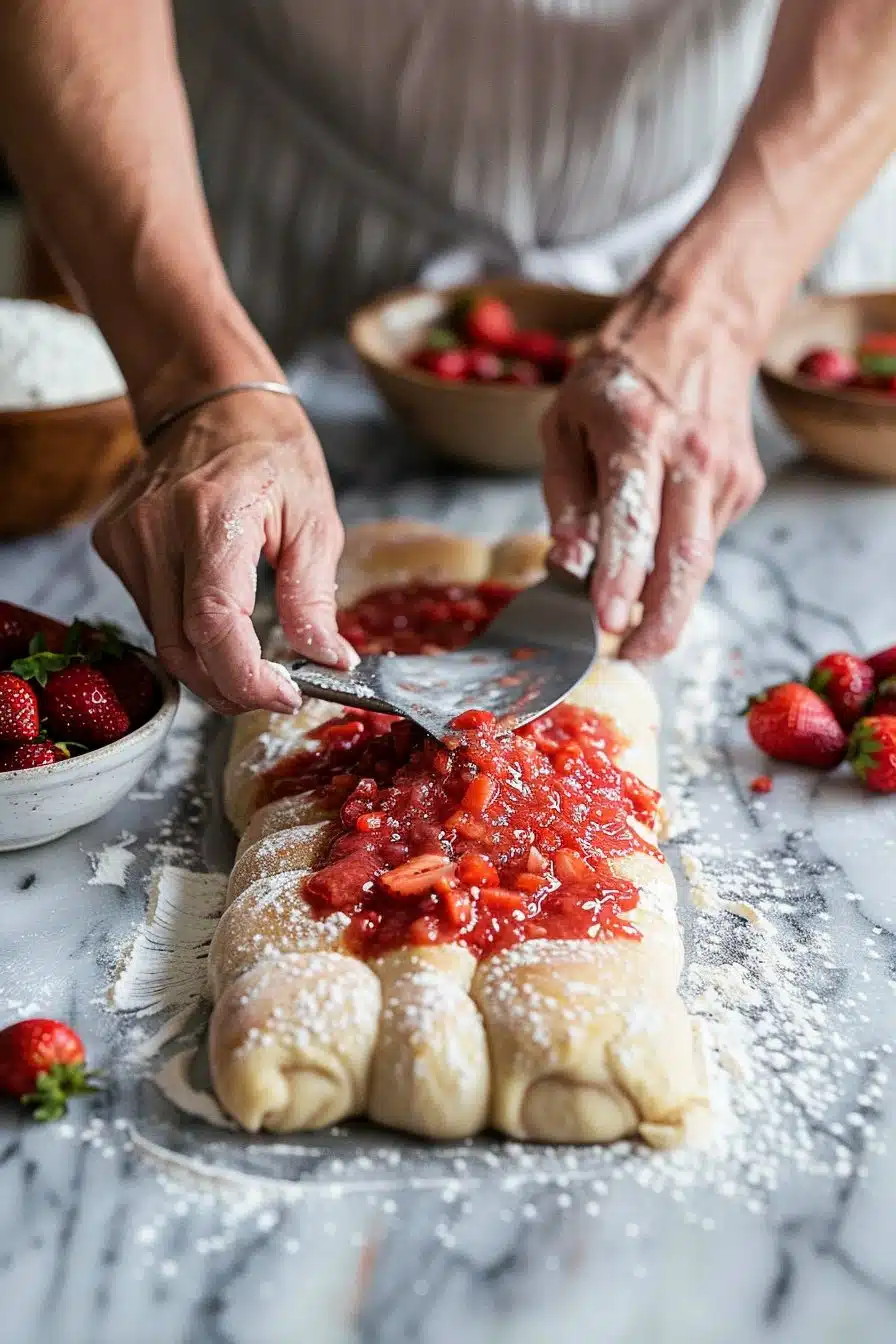 Strawberry Cinnamon Rolls process image