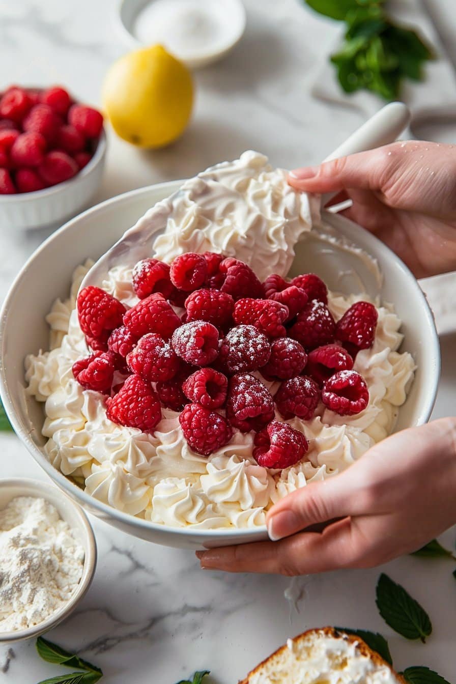 Raspberry Angel Food Cake: A Light and Fruity Dessert Delight - Things Cook process image