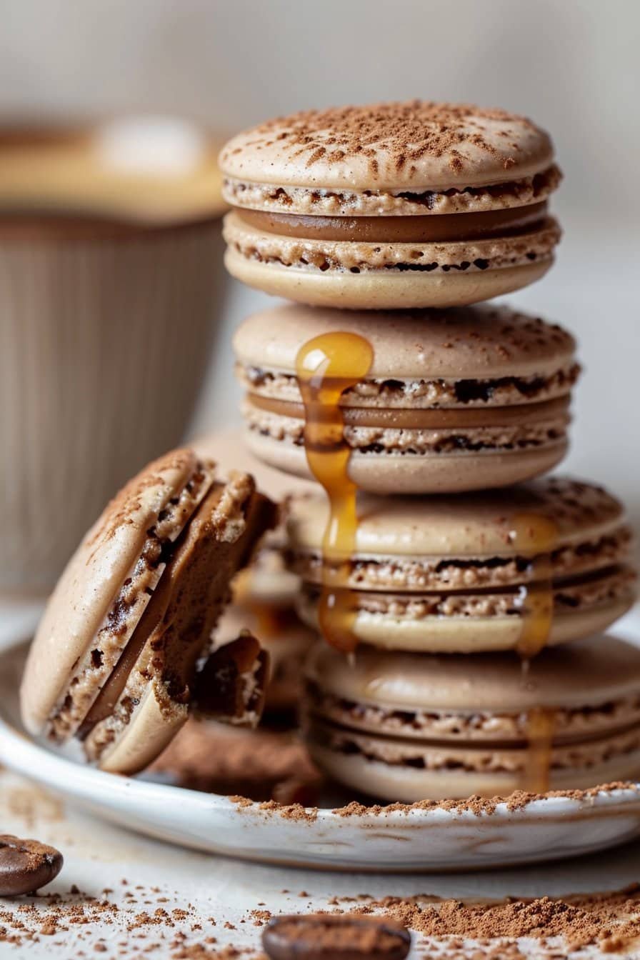 Mocha Caramel Macarons serving image