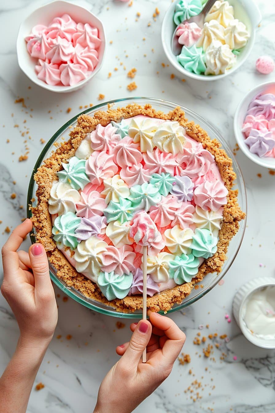 Easter Swirl Pie – A No-Bake Pastel Dessert process image