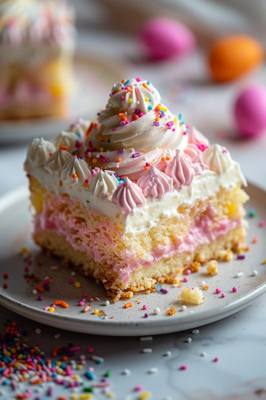 Easter Poke Cake Best Easy Easter Dessert serving image