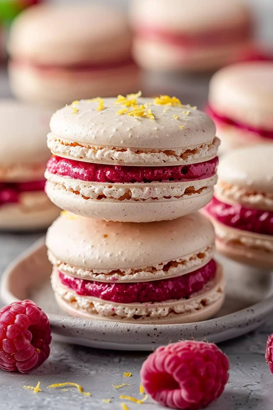 Raspberry Macarons serving