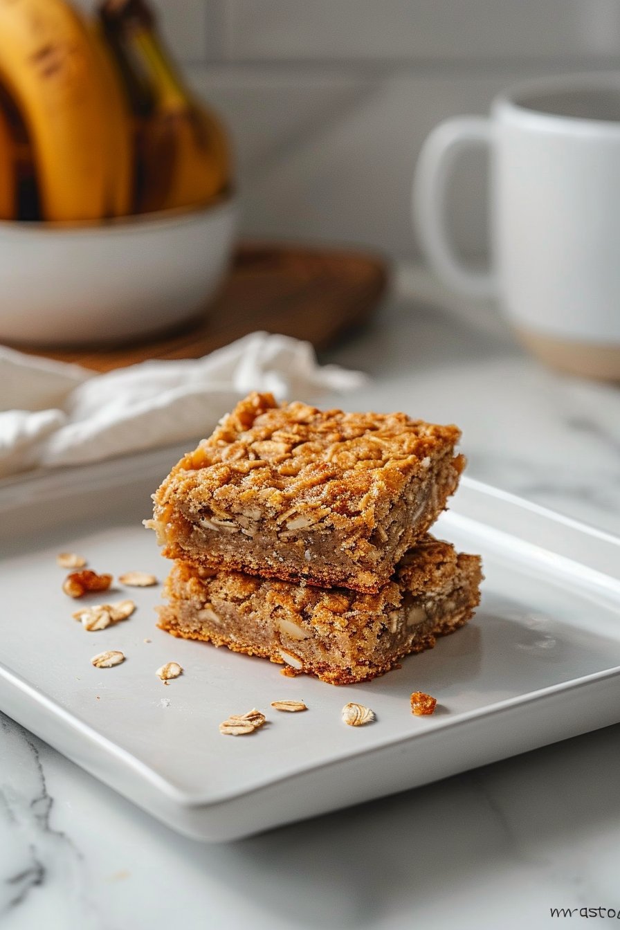 Cozy Morning Banana Oatmeal Bars serving