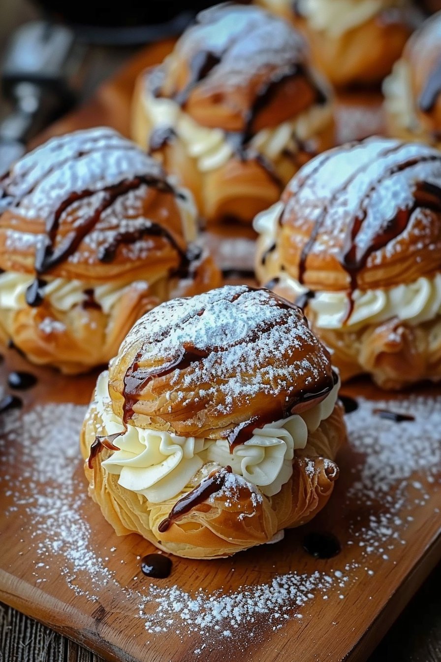 Mastering Italian Cream Puffs with Custard Filling serving