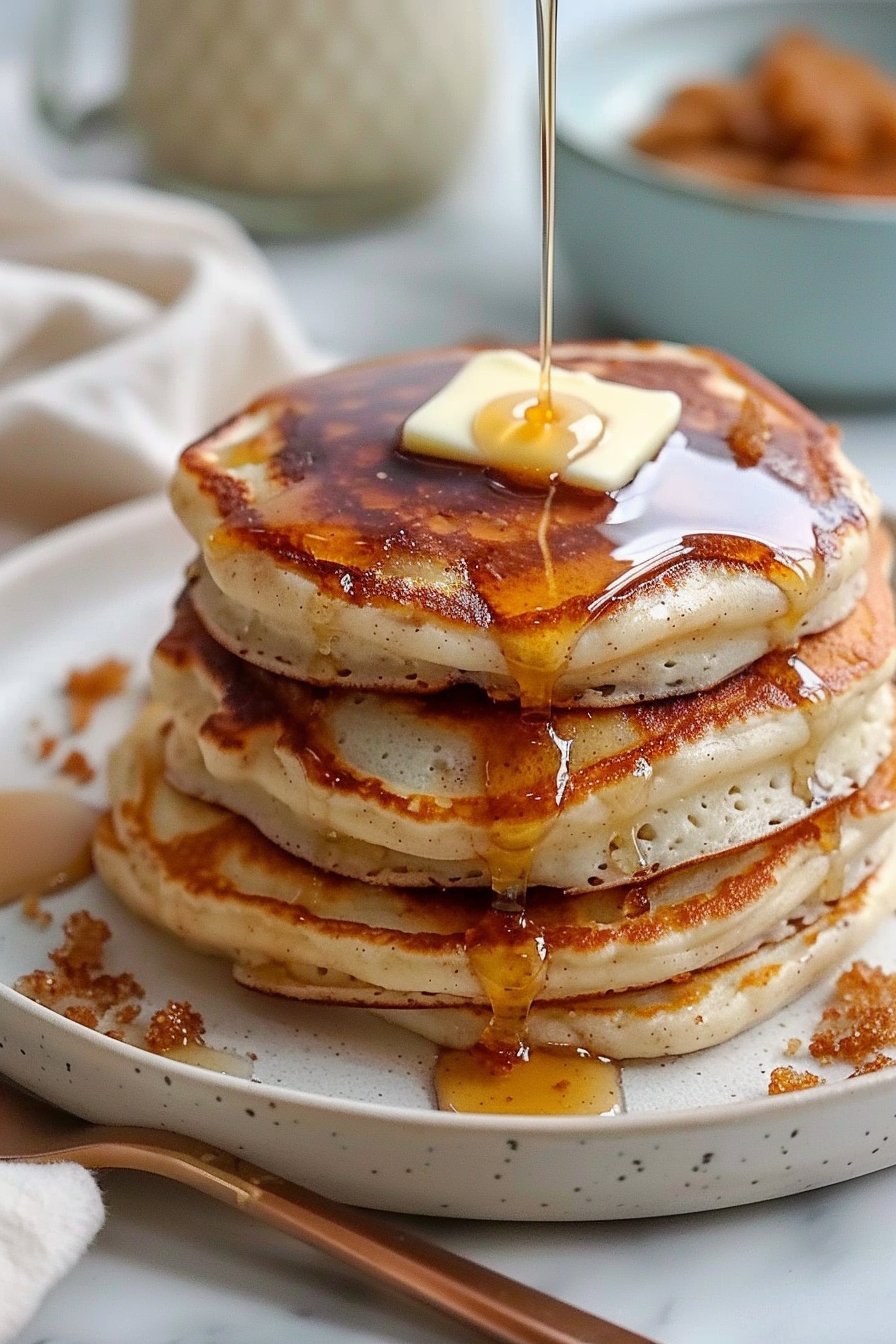 Mouthwatering Cinnamon Roll Cottage Cheese Pancakes serving